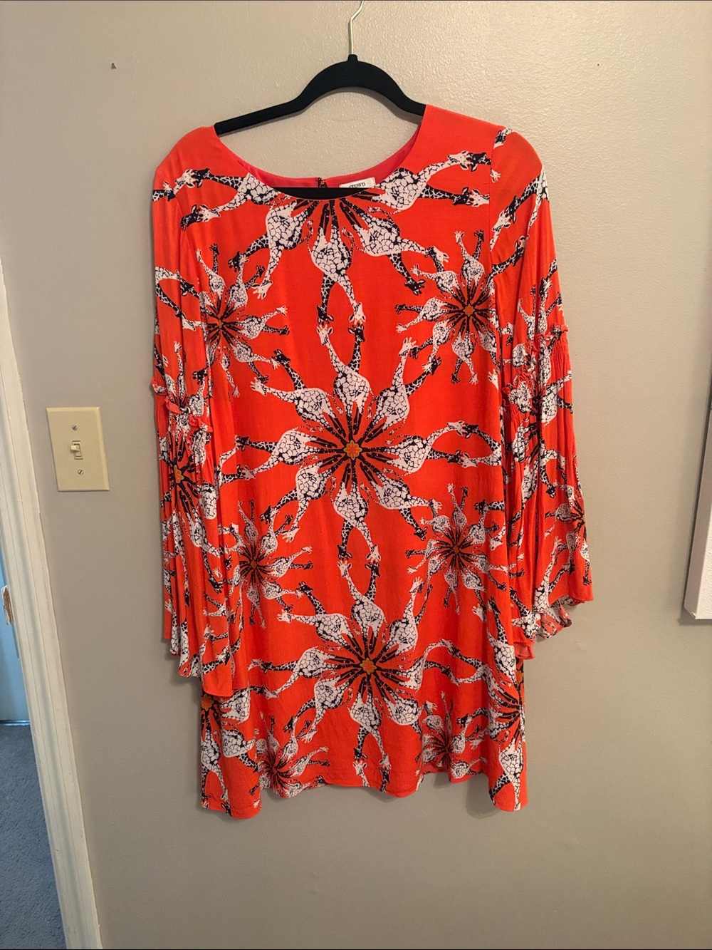 crown & ivy Orange Floral Long Sleeve Swing Dress